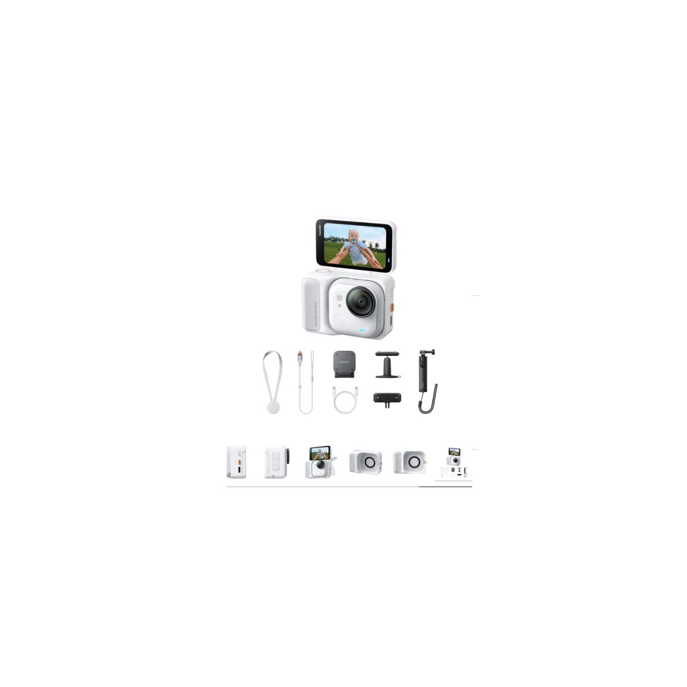 מצלמת אקסטרים זעירה Insta360 Go Ultra 4K Creator Bundle - White